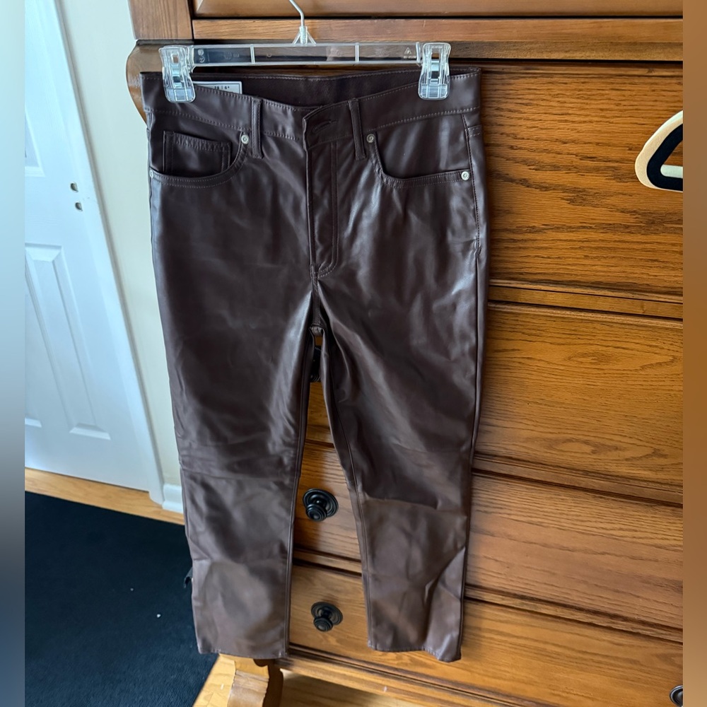 GAP Brown Vintage Faux Lesther Slim High Rise Pants